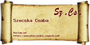 Szecska Csaba névjegykártya